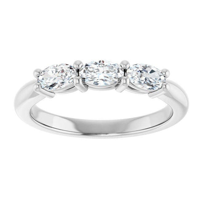 14K White Gold Or Platinum Oval 5 X 3 Mm Polished 1/2 Ctw Lab-Grown Diamond Anniversary Band Size 7
