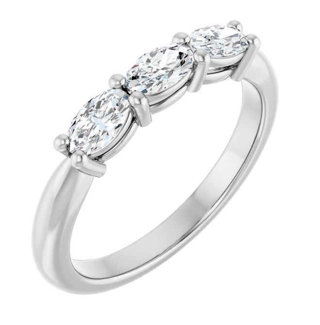 14K White Gold Or Platinum Oval 5 X 3 Mm Polished 1/2 Ctw Lab-Grown Diamond Anniversary Band Size 7