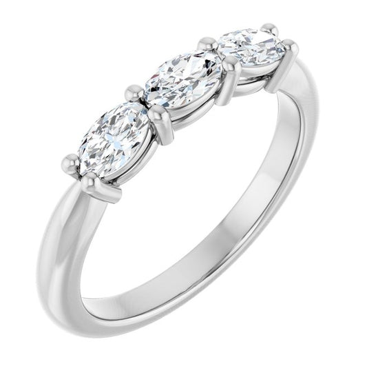 14K White Gold Or Platinum Oval 5 X 3 Mm Polished 1/2 Ctw Lab-Grown Diamond Anniversary Band Size 7