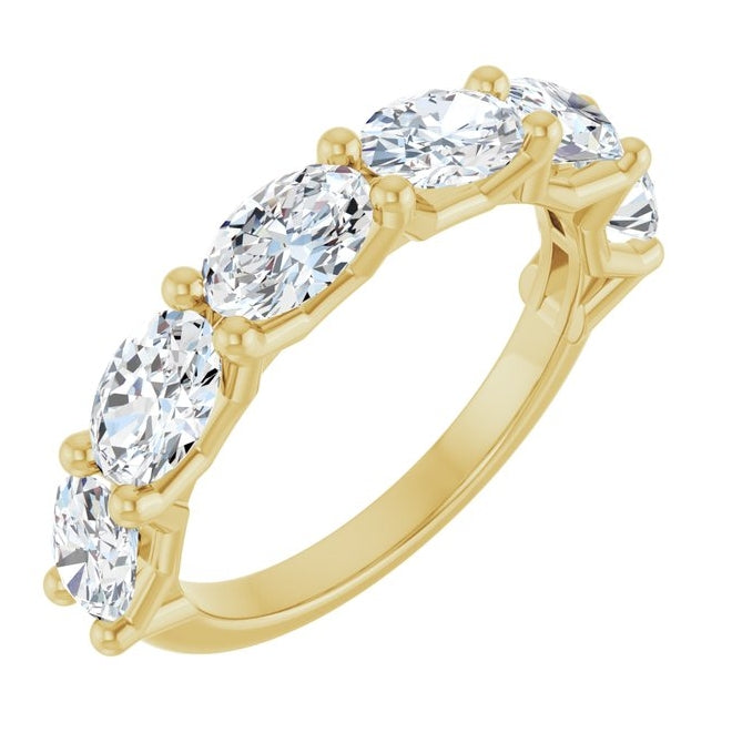 14K Yellow Or White Gold Oval 6 X 4 Mm Polished 2 1/5 Ctw Lab-Grown Diamond Anniversary Band Size 7