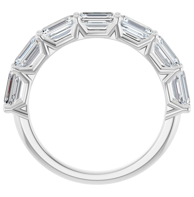 14K White Gold Emerald 5 X 3 Mm Polished 2 1/6 Ctw Lab-Grown Diamond Anniversary Band Size 7