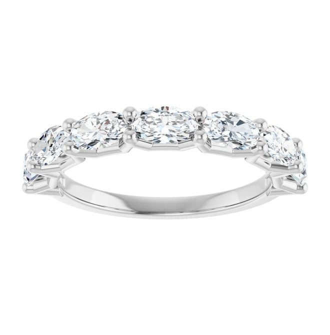 14K Yellow Or White Gold Oval 5 X 3 Mm Polished 1 1/3 Ctw Lab-Grown Diamond Anniversary Band Size 7