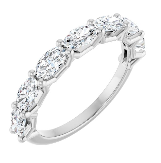 14K Yellow Or White Gold Oval 5 X 3 Mm Polished 1 1/3 Ctw Lab-Grown Diamond Anniversary Band Size 7