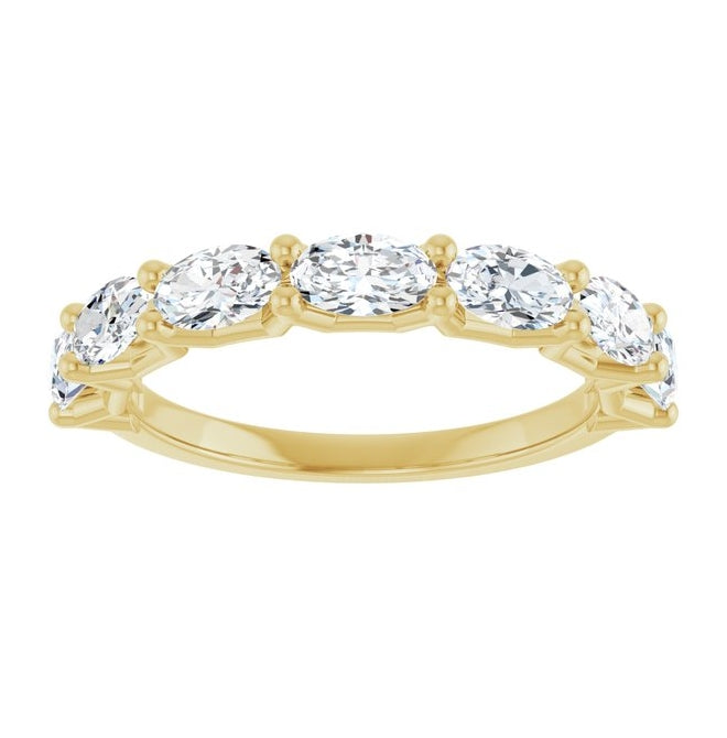 14K Yellow Or White Gold Oval 5 X 3 Mm Polished 1 1/3 Ctw Lab-Grown Diamond Anniversary Band Size 7