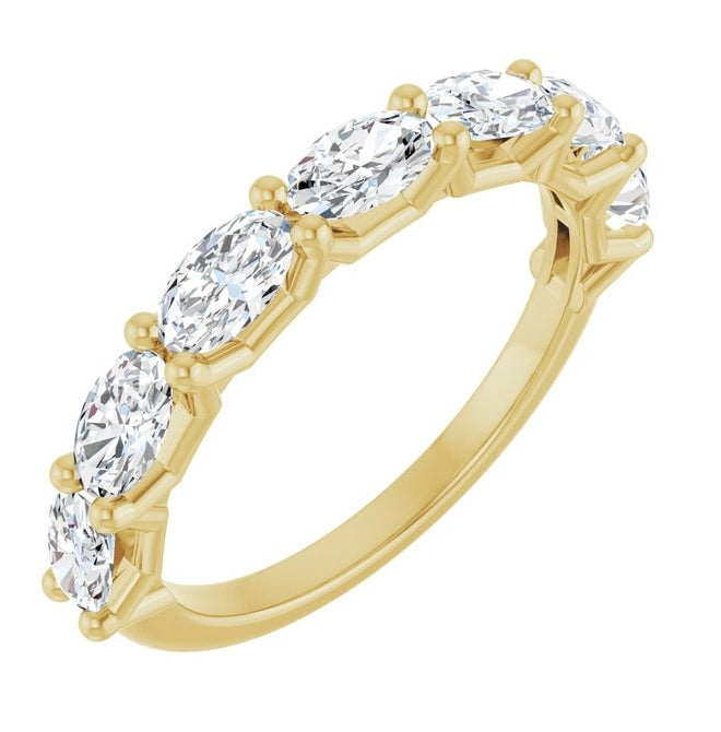 14K Yellow Or White Gold Oval 5 X 3 Mm Polished 1 1/3 Ctw Lab-Grown Diamond Anniversary Band Size 7