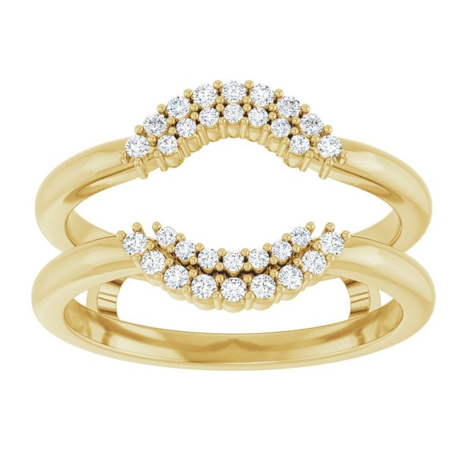 14K Yellow Gold Round 1.2 Mm Polished 1/5 Ctw Lab-Grown Diamond Ring Guard Size 7