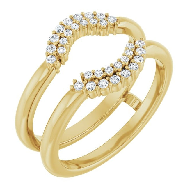 14K Yellow Gold Round 1.2 Mm Polished 1/5 Ctw Lab-Grown Diamond Ring Guard Size 7