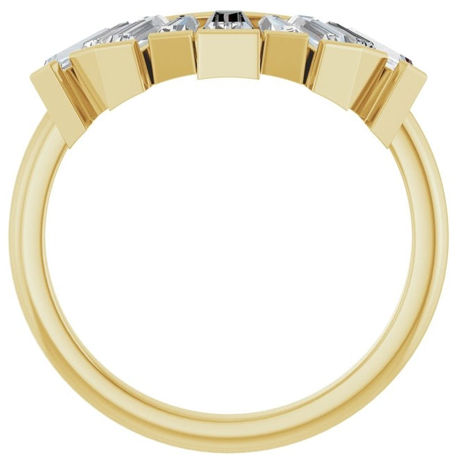 14K Yellow Gold Tapered Baguette 5 X 2.75 X 2 Mm Polished 3/4 Ctw Natural Diamond Contour Band Size 7