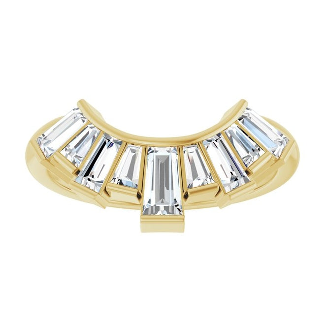 14K Yellow Gold Tapered Baguette 5 X 2.75 X 2 Mm Polished 3/4 Ctw Natural Diamond Contour Band Size 7