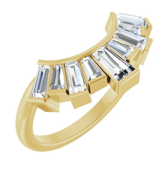 14K Yellow Gold Tapered Baguette 5 X 2.75 X 2 Mm Polished 3/4 Ctw Natural Diamond Contour Band Size 7