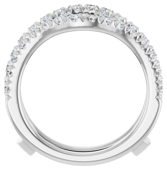 14K Yellow Or White Gold Round 2 Mm Polished 7/8 Ctw Natural Diamond French Set Ring Guard Size 7