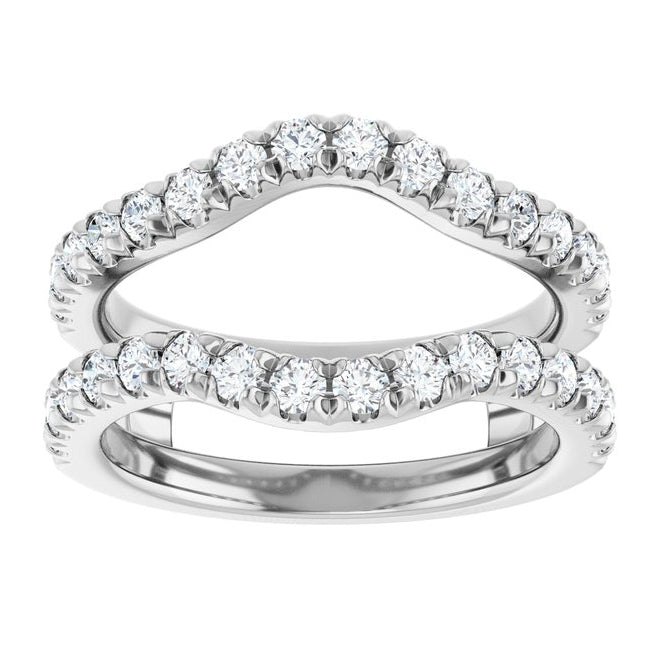 14K Yellow Or White Gold Round 2 Mm Polished 3/4 Ctw Lab-Grown Diamond French Set Ring Guard Size 7