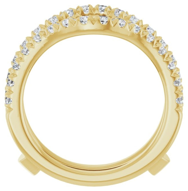 14K Yellow Or White Gold Round 2 Mm Polished 7/8 Ctw Natural Diamond French Set Ring Guard Size 7