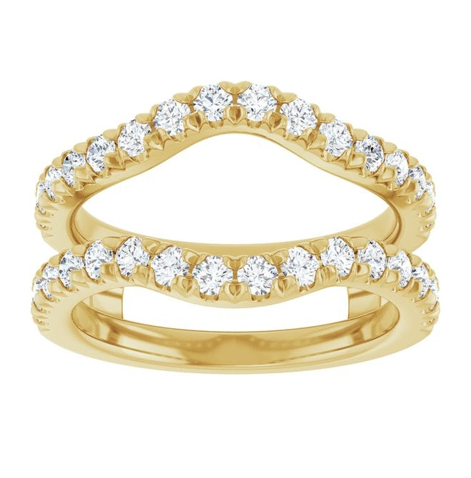 14K Yellow Or White Gold Round 2 Mm Polished 3/4 Ctw Lab-Grown Diamond French Set Ring Guard Size 7