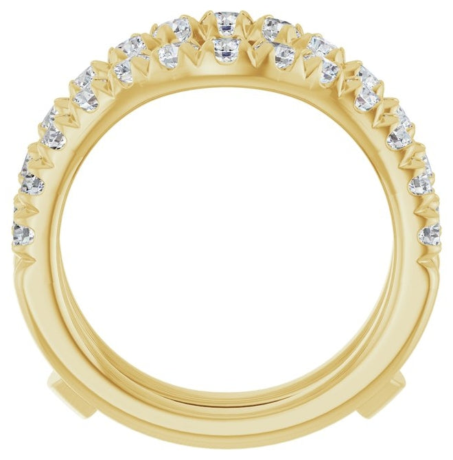 14K Yellow Or White Gold Round 2.5 Mm Polished 1 1/2 Ctw Natural Diamond French Set Ring Guard Size 7