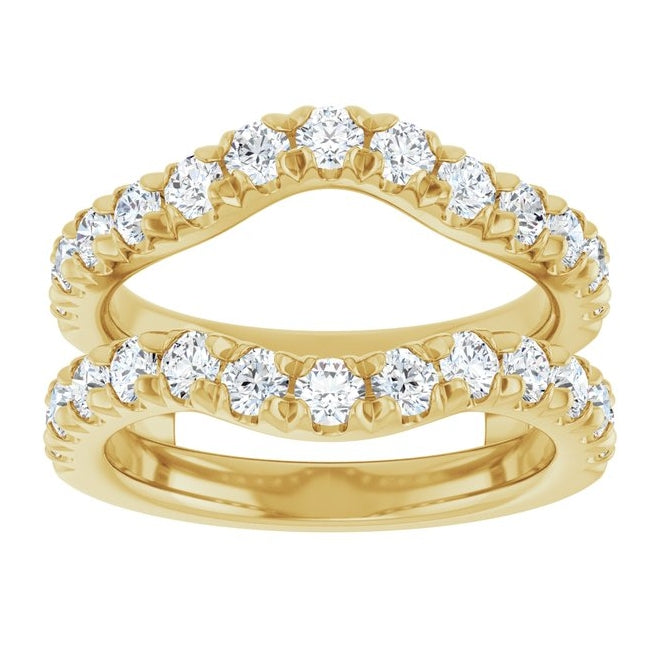 14K Yellow Or White Gold Round 2.5 Mm Polished 1 1/2 Ctw Natural Diamond French Set Ring Guard Size 7