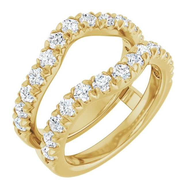 14K Yellow Or White Gold Round 2.5 Mm Polished 1 1/2 Ctw Lab-Grown Diamond French Set Ring Guard Size 7