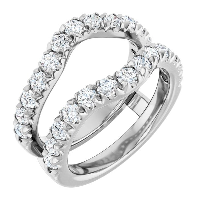 14K Yellow Or White Gold Round 2.5 Mm Polished 1 1/2 Ctw Natural Diamond French Set Ring Guard Size 7