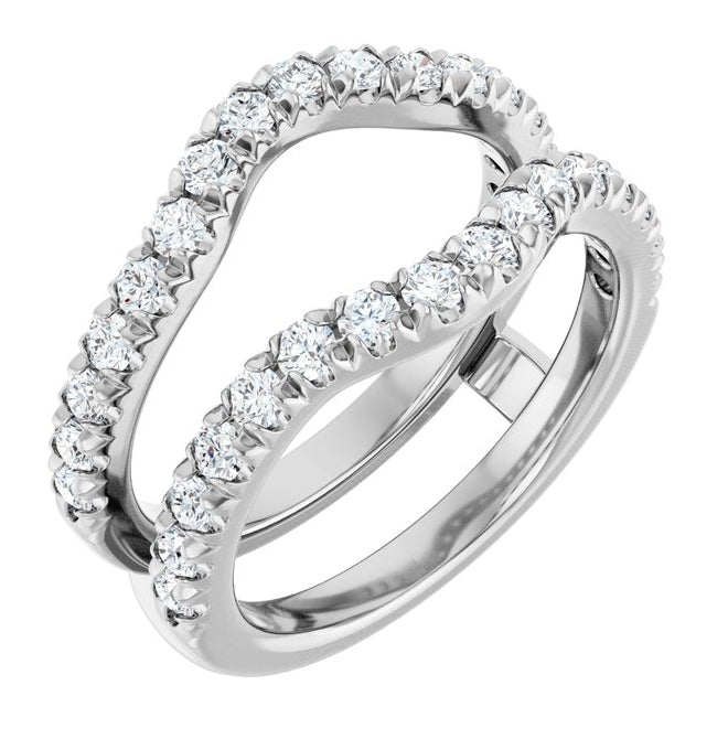 14K Yellow Or White Gold Round 2 Mm Polished 3/4 Ctw Lab-Grown Diamond French Set Ring Guard Size 7