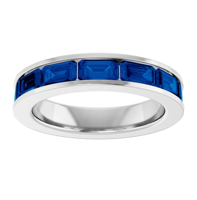 14K Yellow Or White Gold Emerald 5 X 3 Mm Polished Lab-Grown Gem Anniversary Band