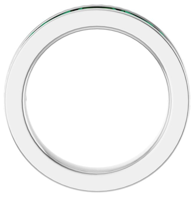 14K Yellow Or White Gold Emerald 5 X 3 Mm Polished Lab-Grown Gem Anniversary Band