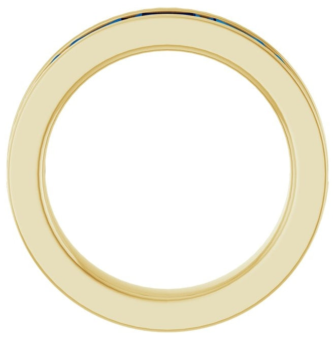 14K Yellow Or White Gold Emerald 5 X 3 Mm Polished Lab-Grown Gem Anniversary Band
