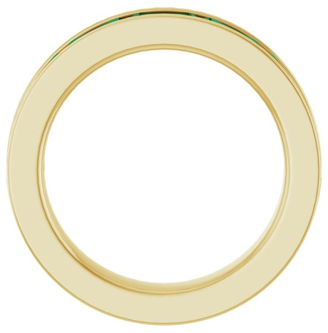 14K Yellow Or White Gold Emerald 5 X 3 Mm Polished Lab-Grown Gem Anniversary Band