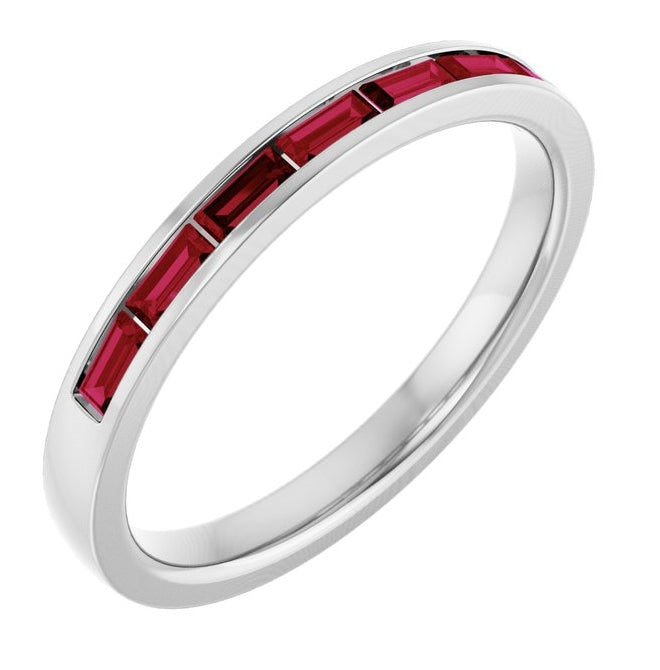 14K Yellow Or White Gold Straight Baguette 3 X 1.5 Mm Polished Lab-Grown Gem Anniversary Band, Size 7