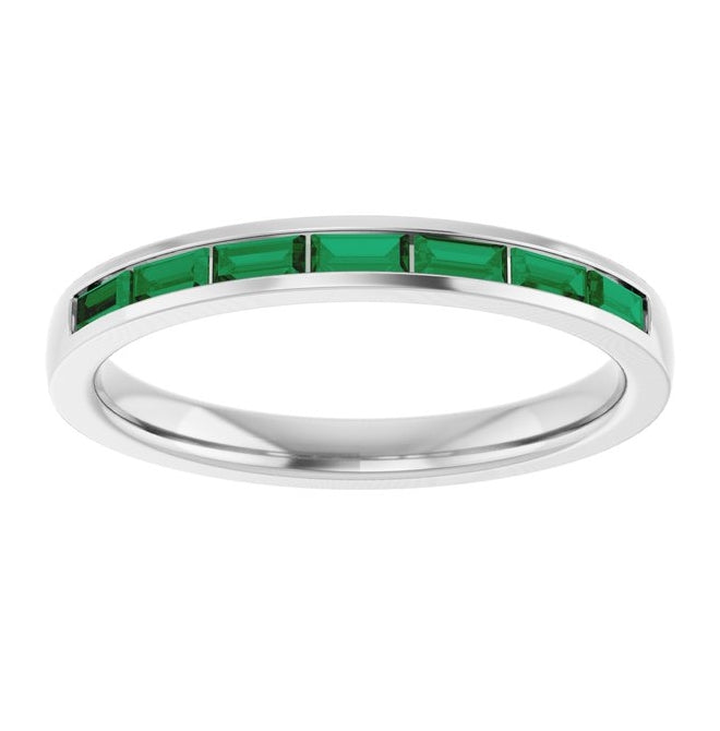 14K Yellow Or White Gold Straight Baguette 3 X 1.5 Mm Polished Lab-Grown Gem Anniversary Band, Size 7