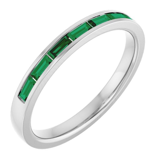 14K Yellow Or White Gold Straight Baguette 3 X 1.5 Mm Polished Lab-Grown Gem Anniversary Band, Size 7