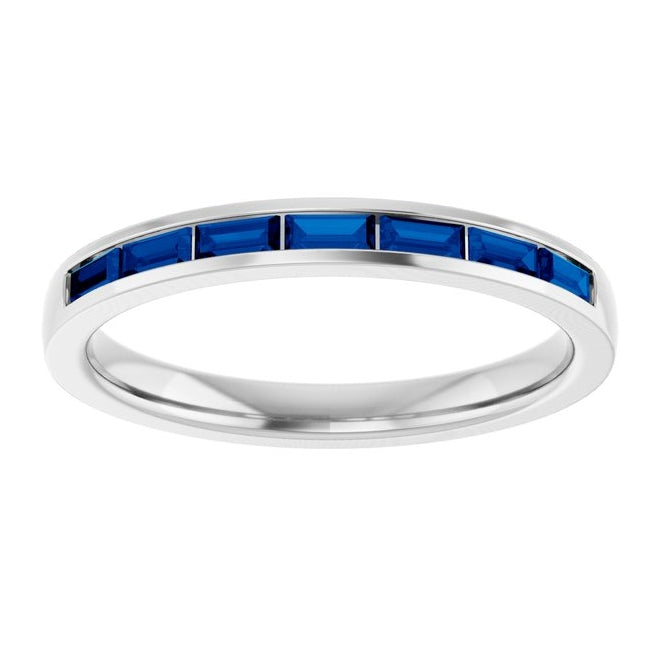 14K Yellow Or White Gold Straight Baguette 3 X 1.5 Mm Polished Lab-Grown Gem Anniversary Band, Size 7