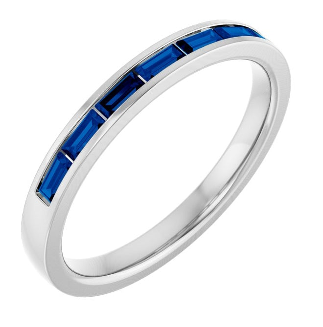 14K Yellow Or White Gold Straight Baguette 3 X 1.5 Mm Polished Lab-Grown Gem Anniversary Band, Size 7