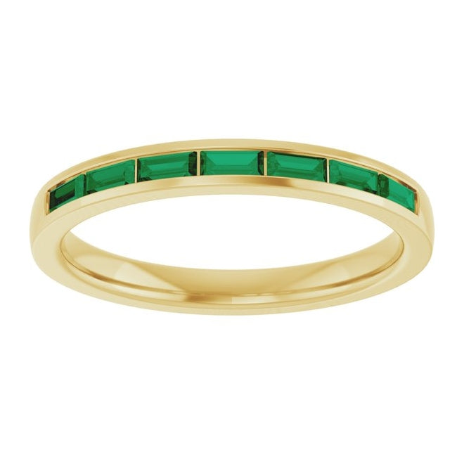 14K Yellow Or White Gold Straight Baguette 3 X 1.5 Mm Polished Lab-Grown Gem Anniversary Band, Size 7