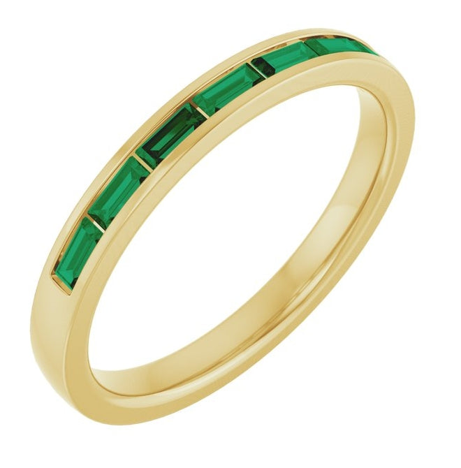 14K Yellow Or White Gold Straight Baguette 3 X 1.5 Mm Polished Lab-Grown Gem Anniversary Band, Size 7