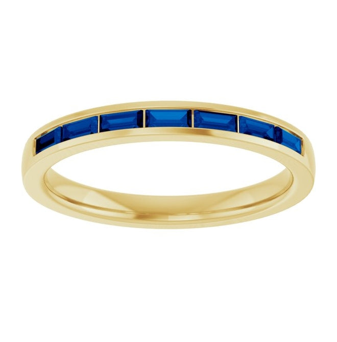 14K Yellow Or White Gold Straight Baguette 3 X 1.5 Mm Polished Lab-Grown Gem Anniversary Band, Size 7
