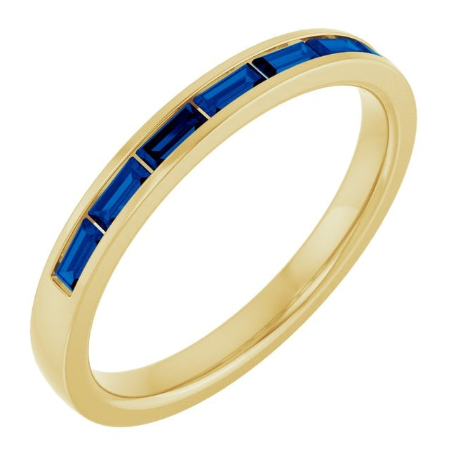 14K Yellow Or White Gold Straight Baguette 3 X 1.5 Mm Polished Lab-Grown Gem Anniversary Band, Size 7