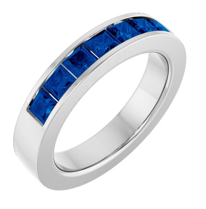 14K Yellow Or White Gold Square 3 X 3 Mm Polished Lab-Grown Gem Anniversary Band