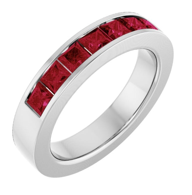 14K Yellow Or White Gold Square 3 X 3 Mm Polished Lab-Grown Gem Anniversary Band
