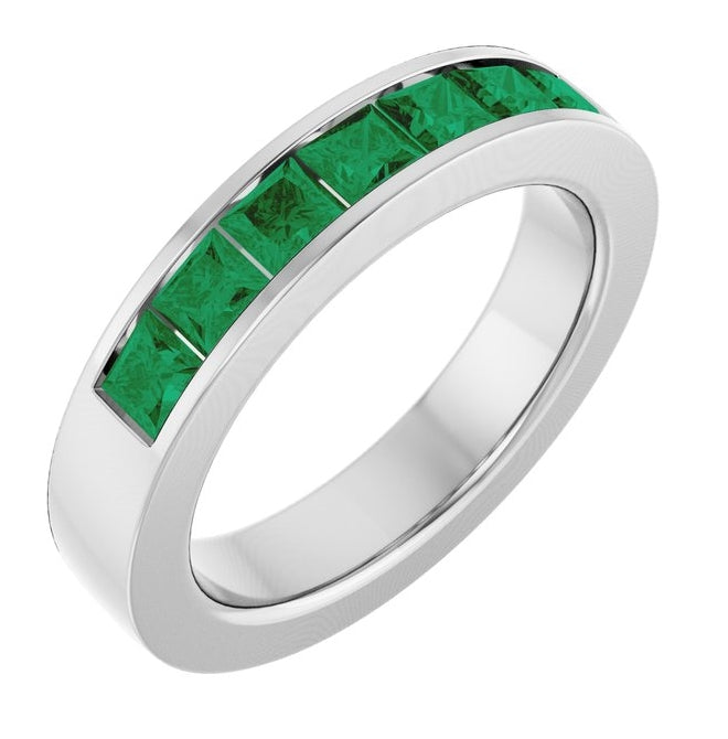 14K Yellow Or White Gold Square 3 X 3 Mm Polished Lab-Grown Gem Anniversary Band
