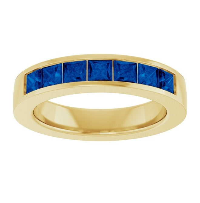 14K Yellow Or White Gold Square 3 X 3 Mm Polished Lab-Grown Gem Anniversary Band