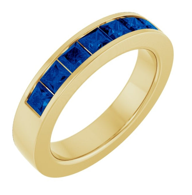 14K Yellow Or White Gold Square 3 X 3 Mm Polished Lab-Grown Gem Anniversary Band
