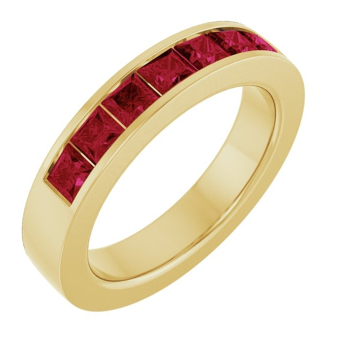 14K Yellow Or White Gold Square 3 X 3 Mm Polished Lab-Grown Gem Anniversary Band