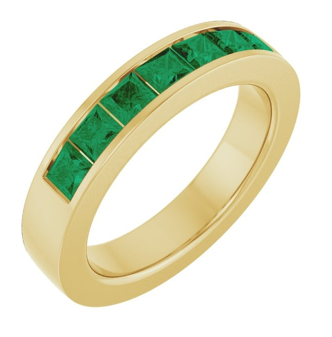 14K Yellow Or White Gold Square 3 X 3 Mm Polished Lab-Grown Gem Anniversary Band