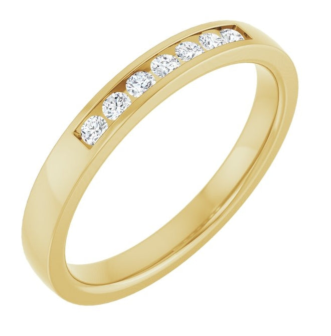 10K Yellow Gold Round 1.75 Mm Si2-Si3, G-H Polished 1/8 Ctw Natural Diamond Anniversary Band, Size 7