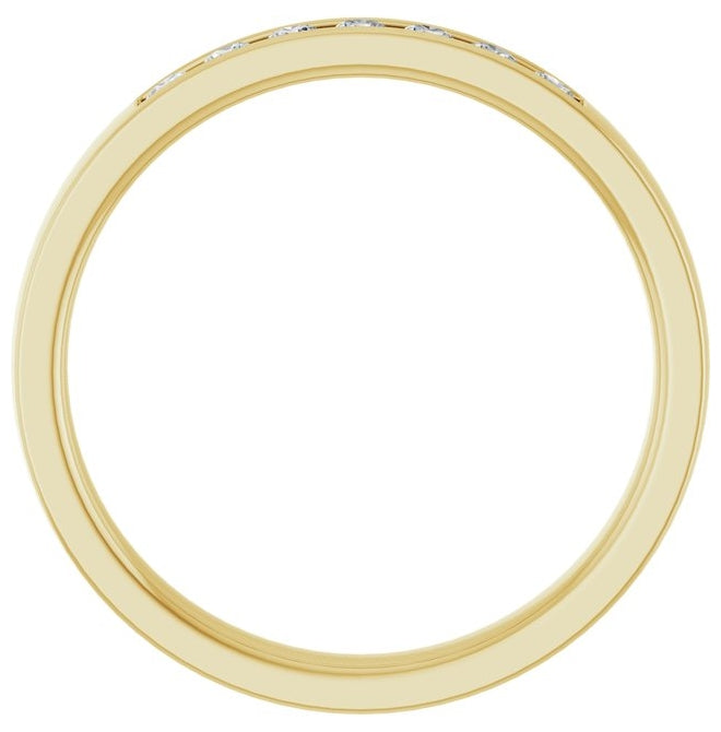 10K Yellow Gold Round 2 Mm Si2-Si3, G-H Polished 1/5 Ctw Natural Diamond Anniversary Band, Size 7