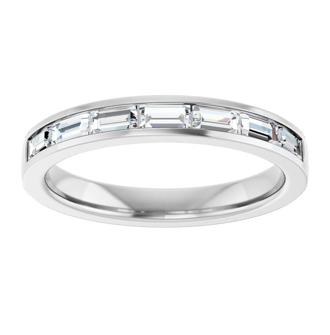 10K White Gold Straight Baguette 3.5 X 2 Mm Vs, G-H Polished 3/4 Ctw Lab-Grown Diamond Anniversary Band, Size 7.5