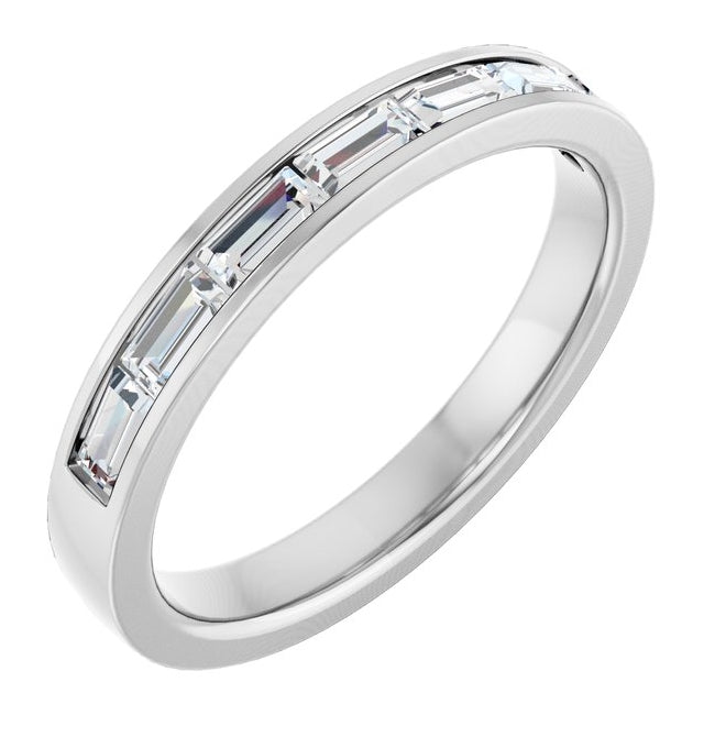 10K White Gold Straight Baguette 3.5 X 2 Mm Vs, G-H Polished 3/4 Ctw Lab-Grown Diamond Anniversary Band, Size 7.5
