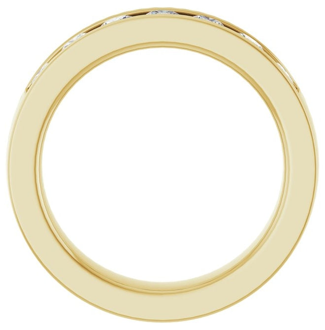 10K Yellow Gold Round 3 Mm Vs, F+ Polished 3/4 Ctw Lab-Grown Diamond Anniversary Band Size 7