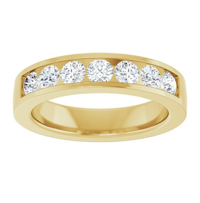 10K Yellow Gold Round 3 Mm Vs, F+ Polished 3/4 Ctw Lab-Grown Diamond Anniversary Band Size 7