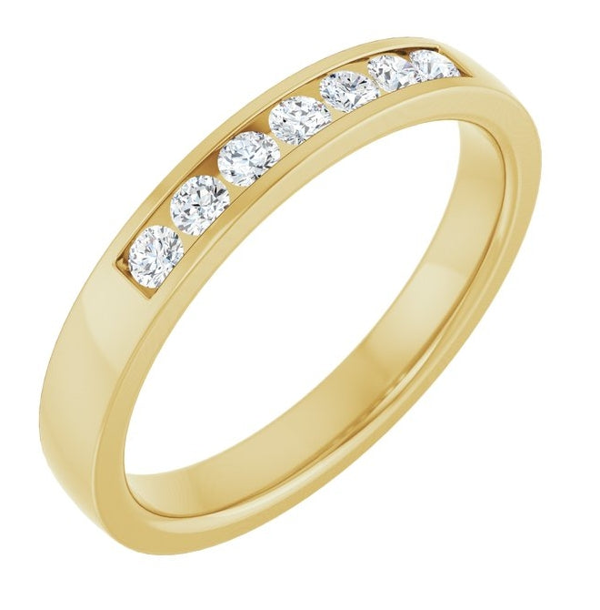 14K Yellow Or White Gold  Round  2 Mm Vs, F+  Polished 1/5 Ctw Lab-Grown Diamond Band Size 7